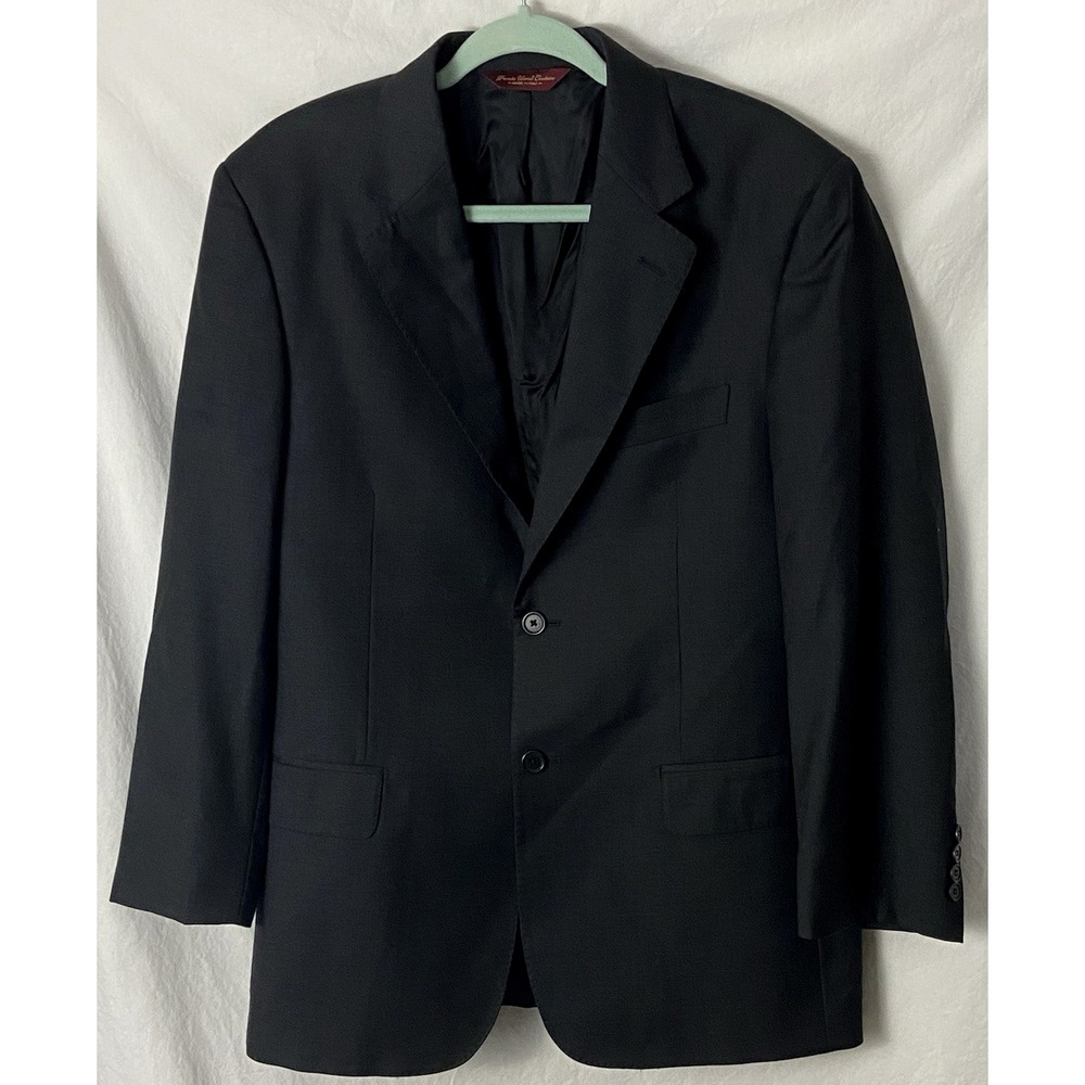 Pronto Uomo Couture Mens Black Blazer Jacket Italy Super 120s Lessona‎ Wool 38R